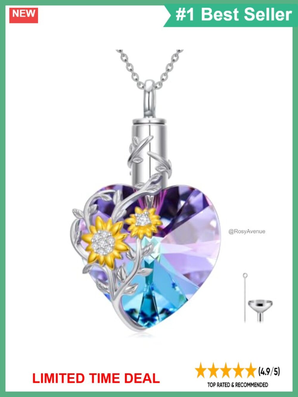 Sterling Silver Cross Urn Necklace Butterfly Cremation Jewelry Memorial Pendant
